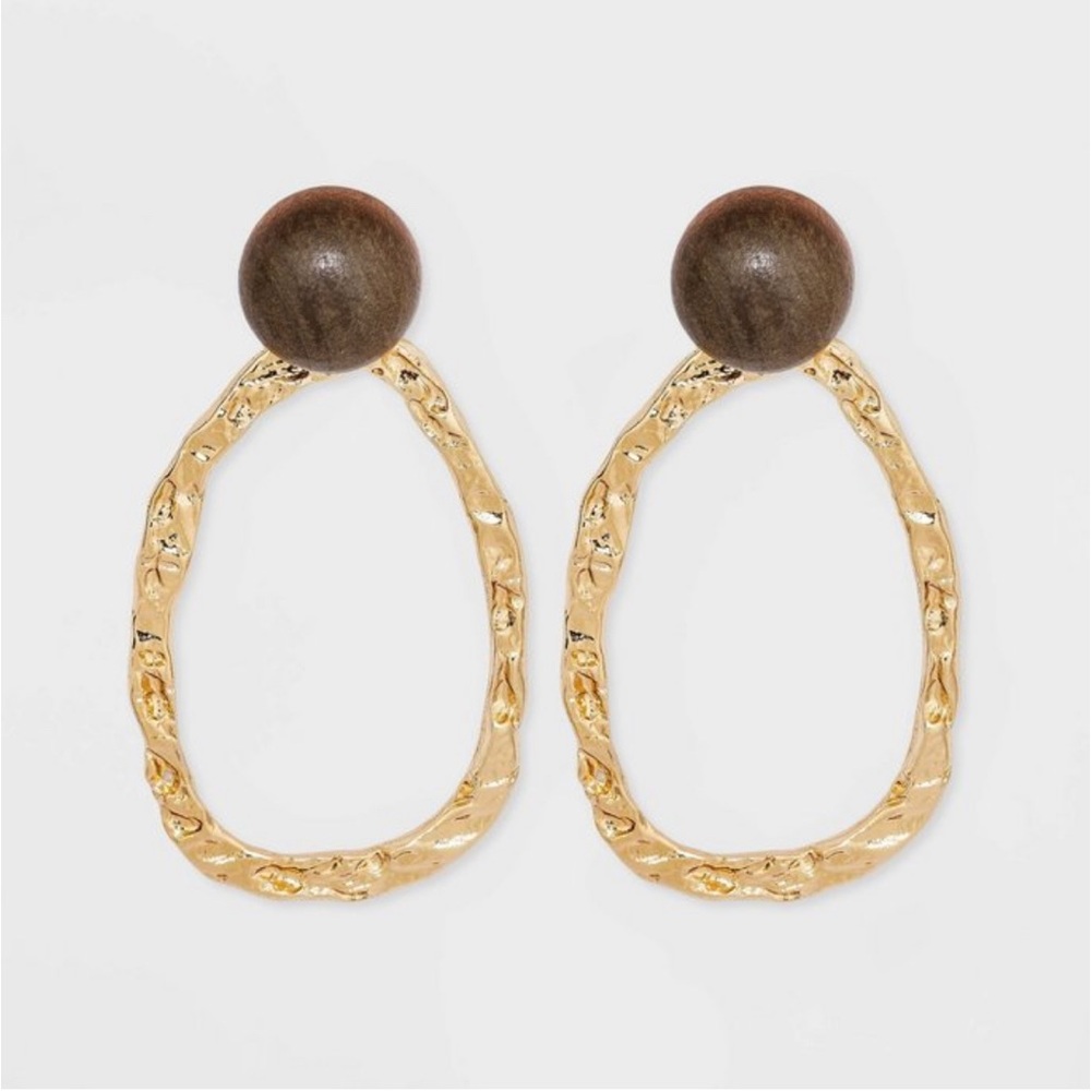 Post with Organic Gold Drop Earrings - A New Day Brown